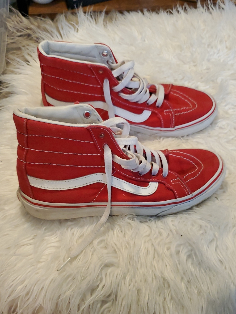 Vans Vinatge Red High-Top Skate Shoes with White Accent